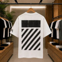 Men's Urban White Distressed Stripe Graphic T-Shirt