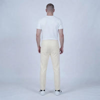 Men’s White Relaxed-Fit Drawstring Trousers view 2