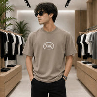 Men's Signature Logo Print Taupe T-Shirt