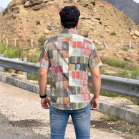 Patchwork Knit Short-Sleeve Cuban Collar Shirt view 3