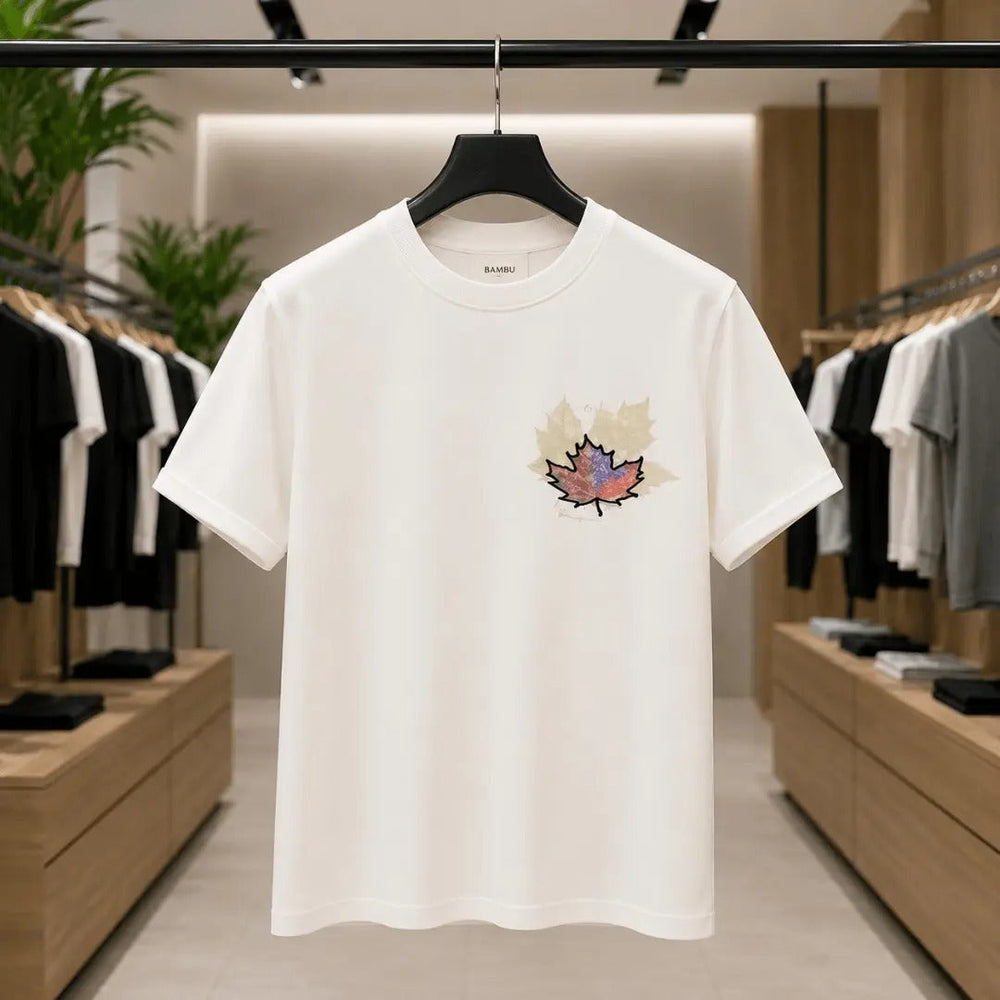 Men's Classic White Maple Leaf Graphic T-Shirt