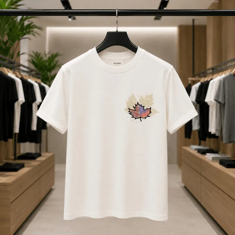 Men's Classic White Maple Leaf Graphic T-Shirt
