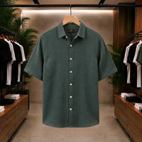 Deep Teal Textured Casual Shirt