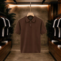 Men's Premium Chocolate Brown Tipped Collar Polo Shirt