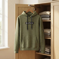 Olive Green Heathered Fleece Pullover Hoodie view 1
