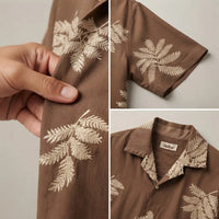 Cocoa Leaf Print Casual Shirt view 4