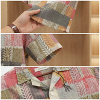 Patchwork Knit Short-Sleeve Cuban Collar Shirt view 4