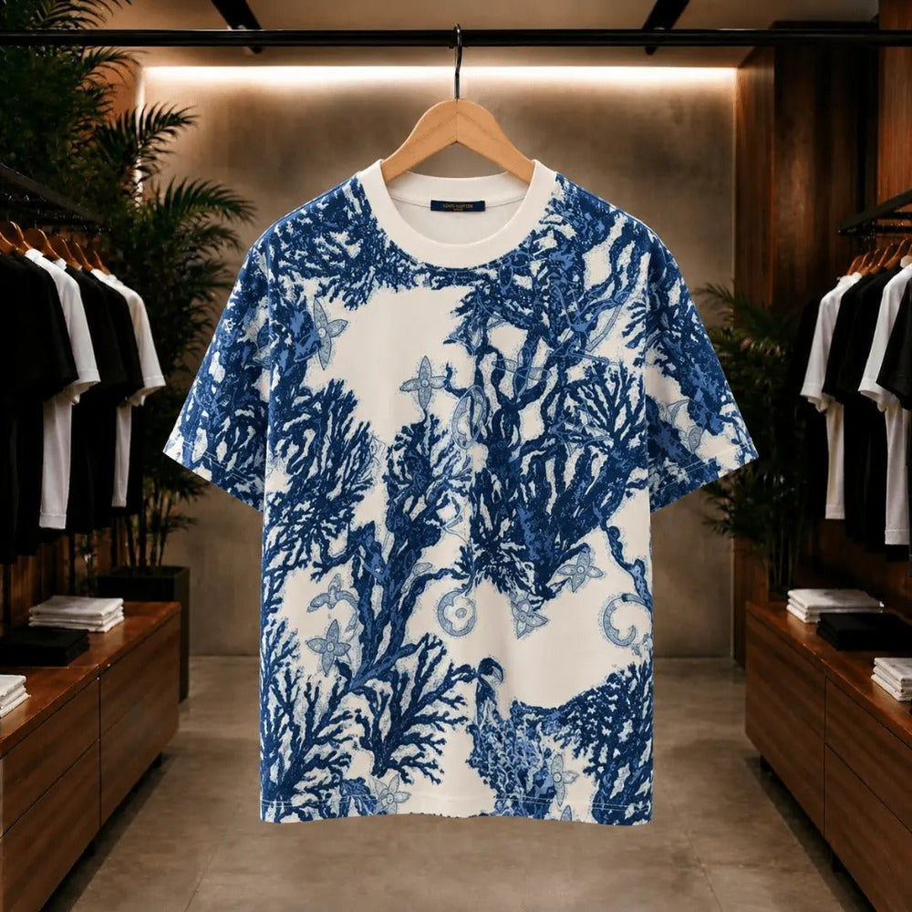 Indigo Abstract Graphic Oversized T-Shirt