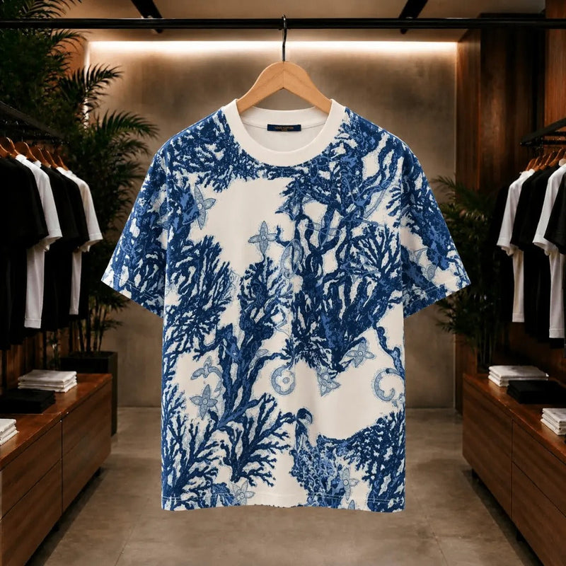 Indigo Abstract Graphic Oversized T-Shirt
