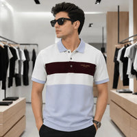 Men's Classic White Burgundy Panel Polo Shirt