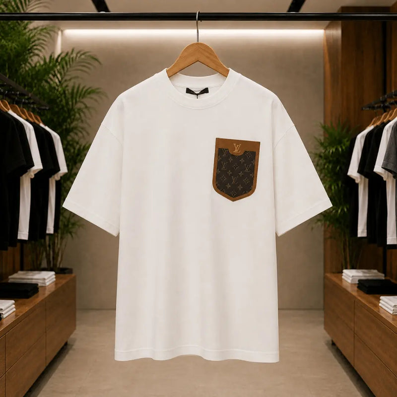 Men's White Luxe Patch Pocket T-Shirt
