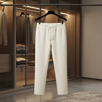 Men’s White Relaxed-Fit Drawstring Trousers view 1