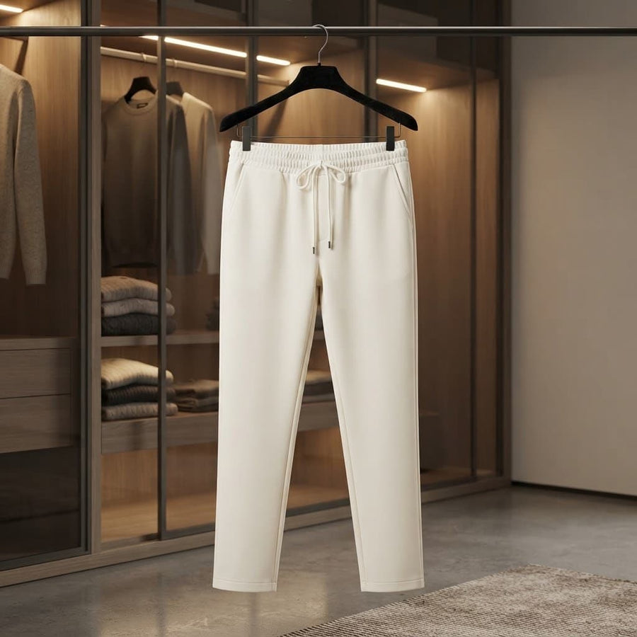 Men’s White Relaxed-Fit Drawstring Trousers