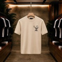 Men's Premium Cream Graphic Print Cotton T-Shirt
