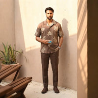 Cocoa Leaf Print Casual Shirt view 2