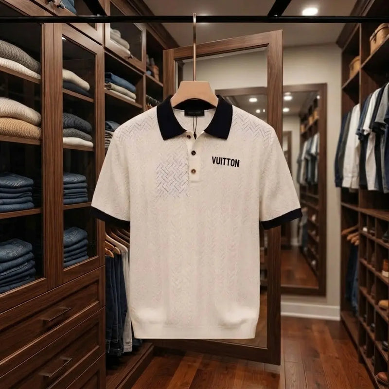 Premium Textured Contrast Collar Polo Shirt