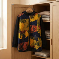 Colorblock Quilted Zip-Up Fleece Hoodie view 1