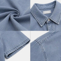 Men's Graphic Print Short-Sleeve Denim Shirt view 4
