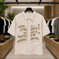 Men's Premium Cream Graphic Print Short-Sleeve Polo Shir