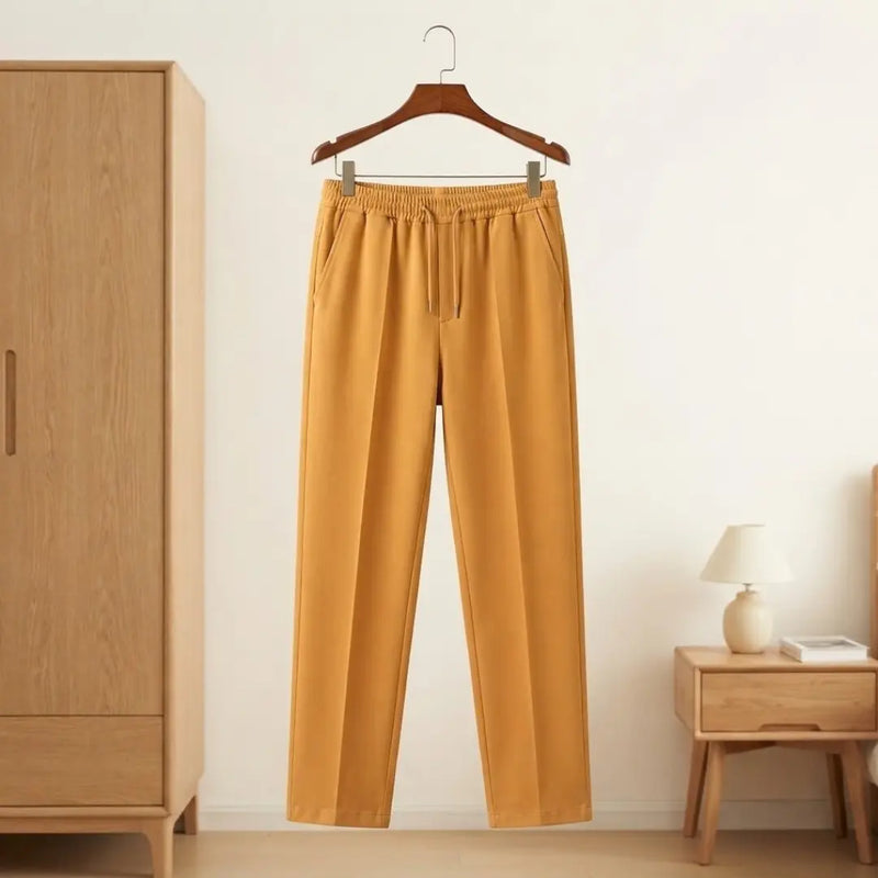 Men's Casual Mustard Yellow Relaxed-Fit Trouser