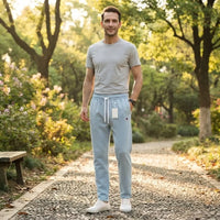 Men's Casual Light Blue Jogger Trouser view 3