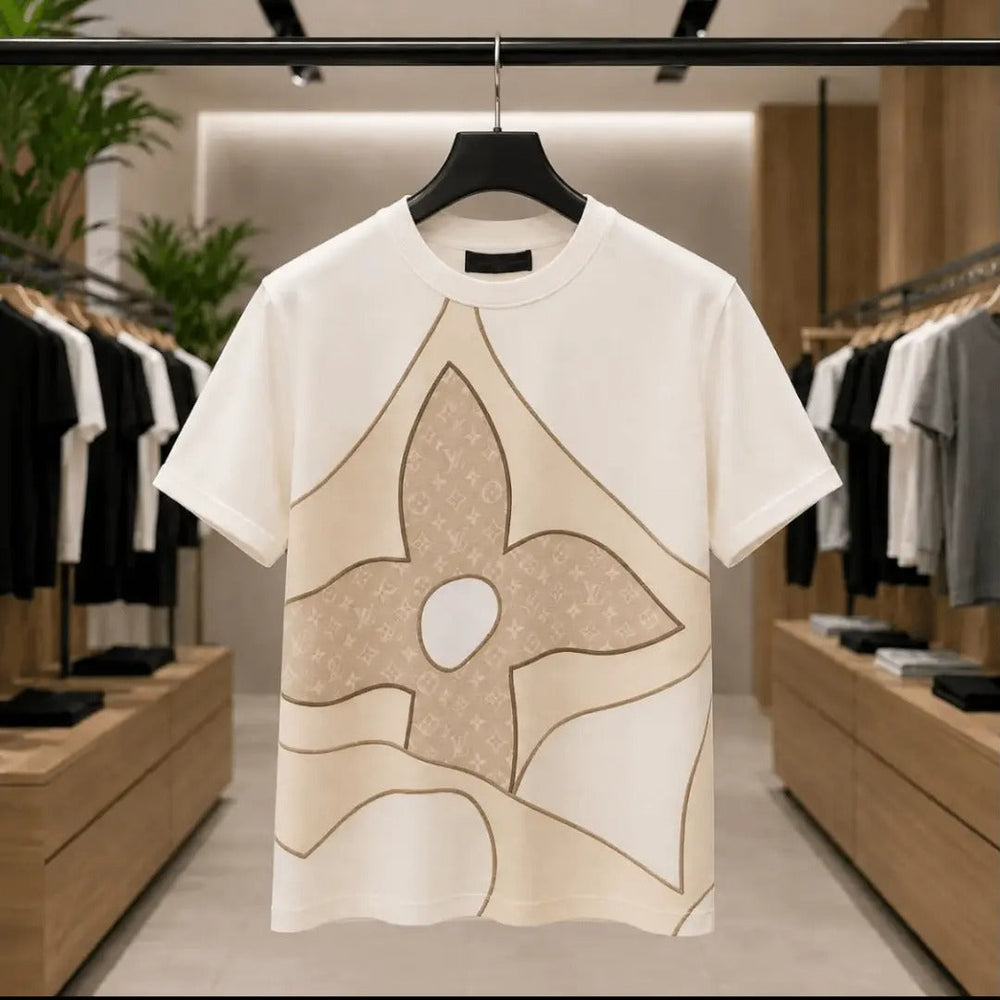 Men's Premium Cream Floral Graphic Print T-Shirt
