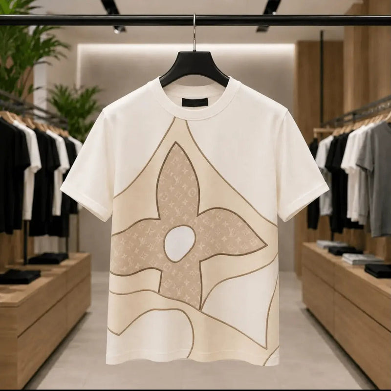 Men's Premium Cream Floral Graphic Print T-Shirt