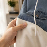 Men’s Blue & Cream Color-Block Full-Zip Hoodie view 5