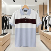 Men's Classic White Burgundy Panel Polo Shirt