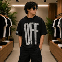 Men's Classic Black Distressed OFF Graphic T-Shirt