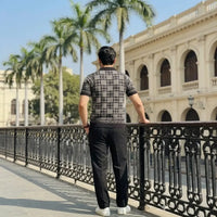 Geometric Knit Short-Sleeve Polo Shirt view 3