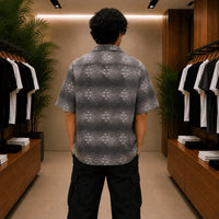 Men's Charcoal Grey Geometric Resort Shirt