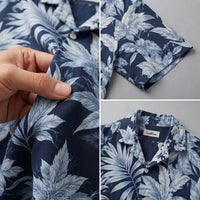 Midnight Tropical Leaf Print Shirt view 4