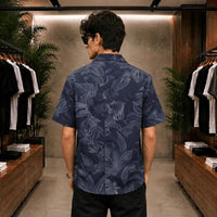 Midnight Leaf Print Casual Shirt