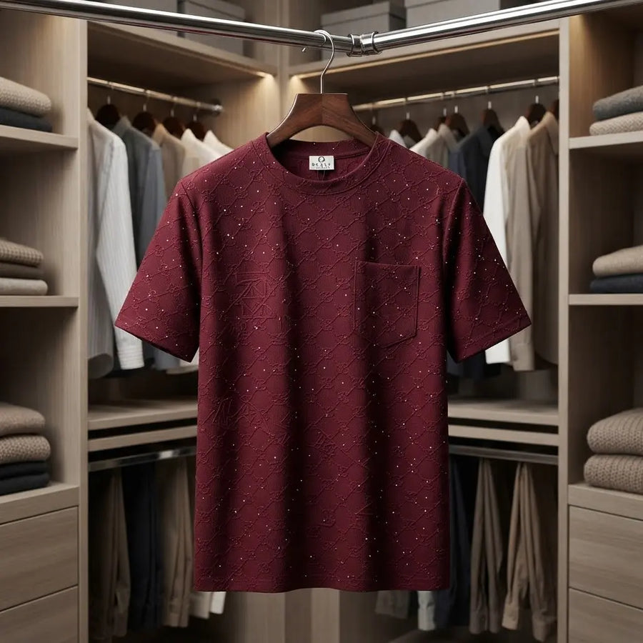 Men's Premium Embossed Geometric Jacquard T-Shirt