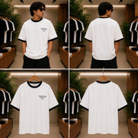 Men's Premium White Contrast Trim Graphic T-Shirt