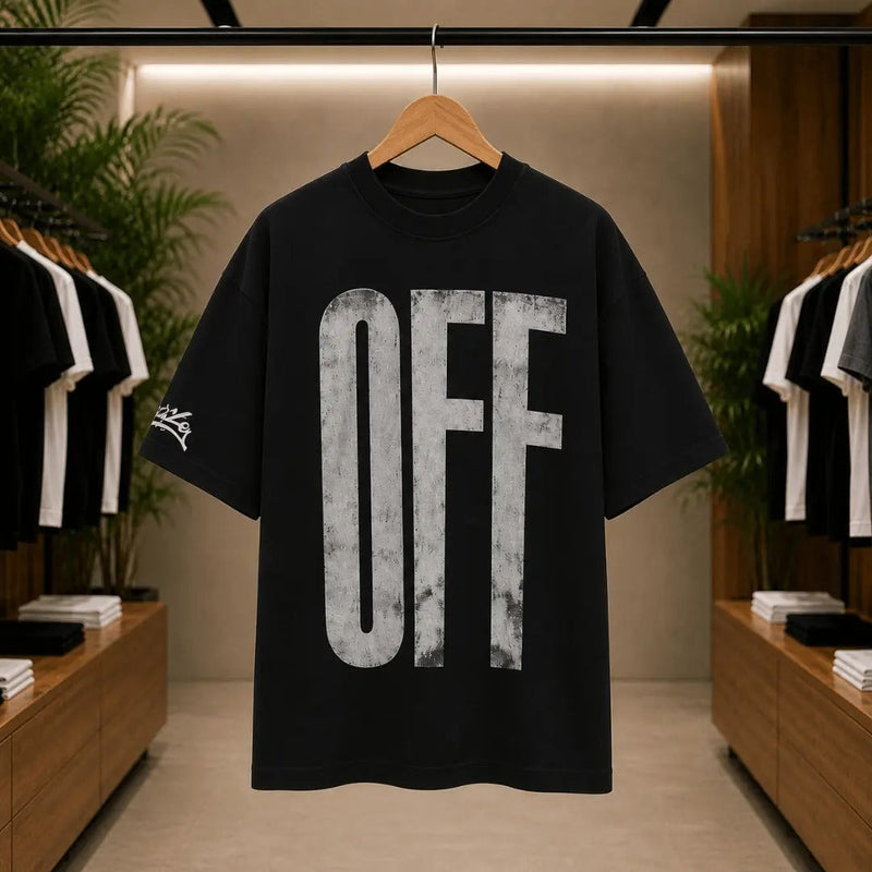 Men's Classic Black Distressed OFF Graphic T-Shirt