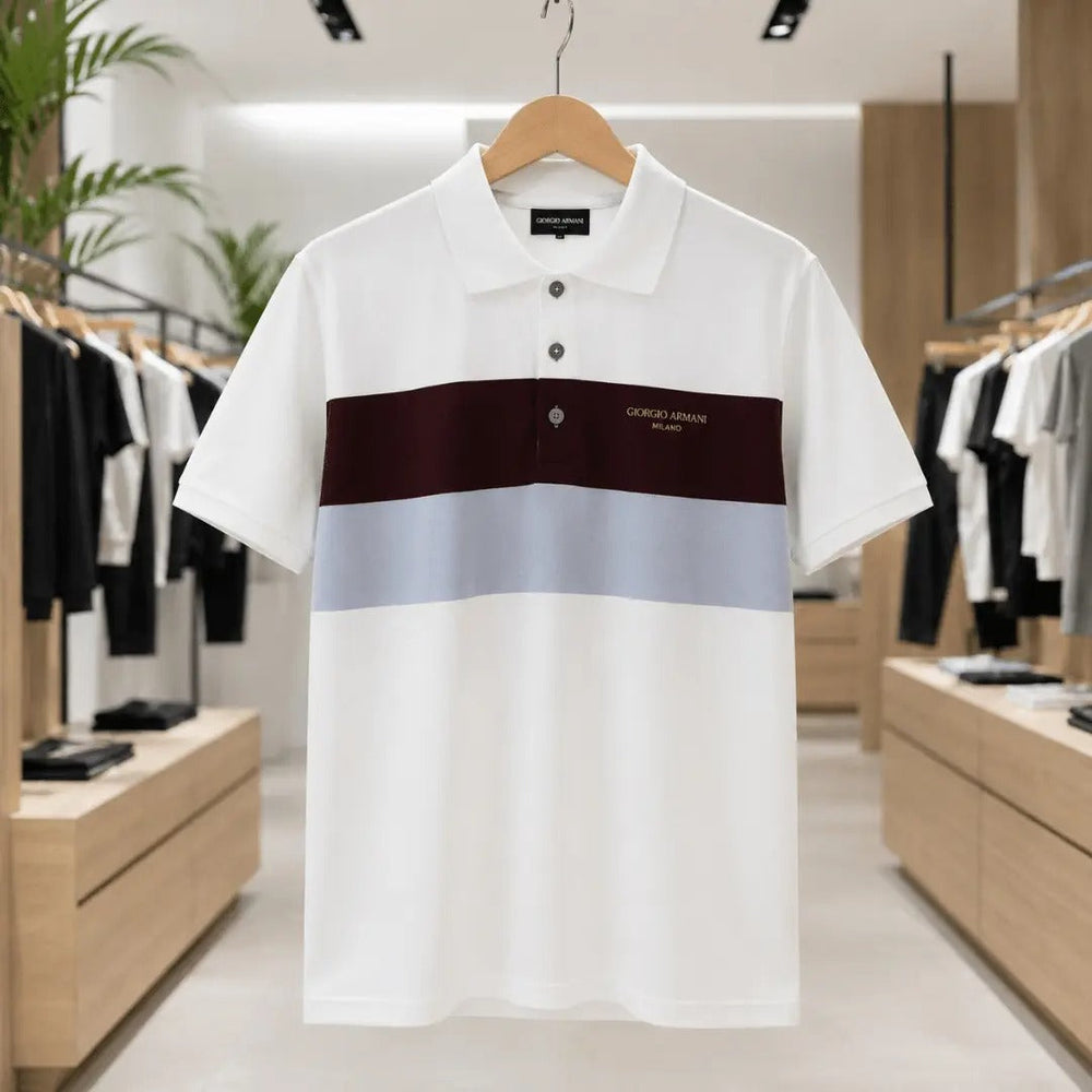 Men's Modern Color Block Cotton Polo Shirt