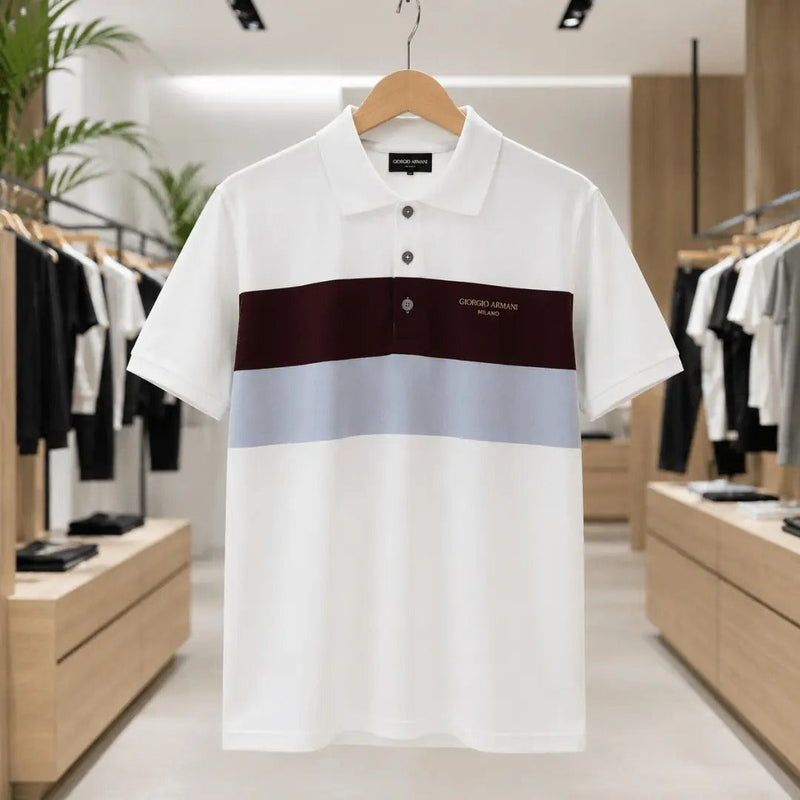 Men's Modern Color Block Cotton Polo Shirt