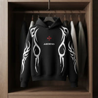 ASCEND Tribal Flame Graphic Heavyweight Black Hoodie view 1