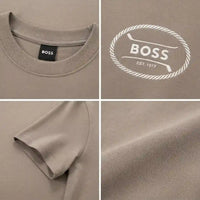 Men's Signature Logo Print Taupe T-Shirt view 4