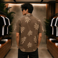 Cocoa Leaf Print Casual Shirt