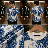 Indigo Abstract Graphic Oversized T-Shirt