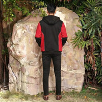 Black & Red Color-Block Zip-Up Fleece Hoodie view 3
