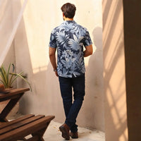 Midnight Tropical Leaf Print Shirt view 3