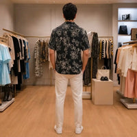 Monochrome Floral Camp Shirt view 3