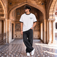 Men's Premium White Contrast Trim Graphic T-Shirt view 2