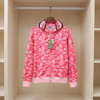 Pink Floral Camo Shark Full-Zip Hoodie with Shark-Detail Hood view 2