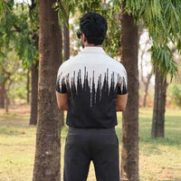 Black and White Abstract Brush Stroke Print Shirt view 3