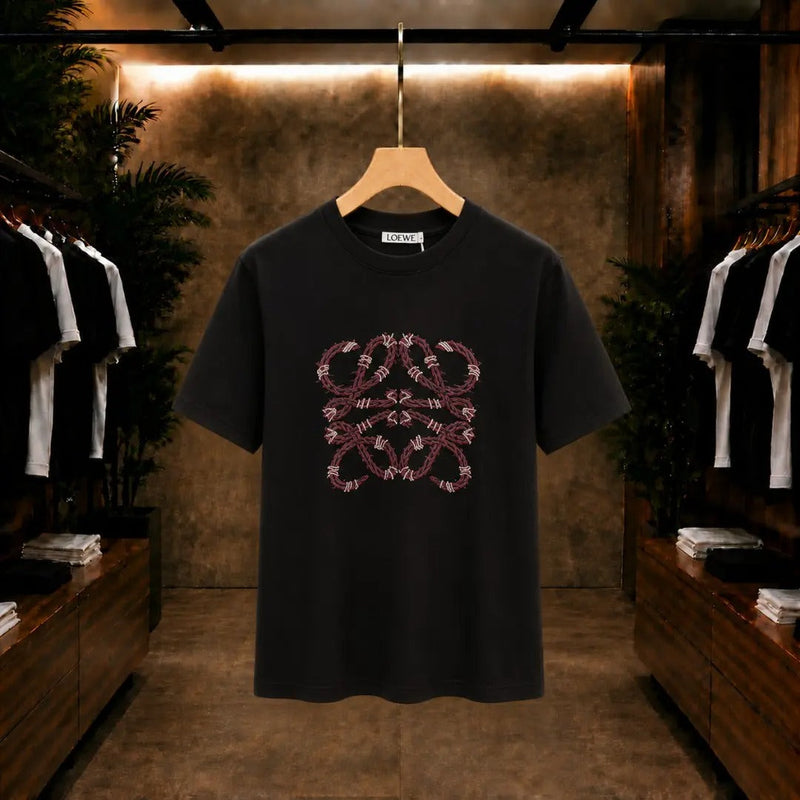 Barbed Skull Graphic Black Oversized T-Shirt